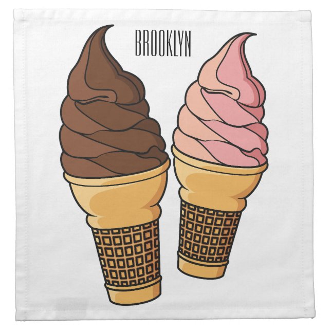 Ice cream cone cartoon illustration  cloth napkin (Front)