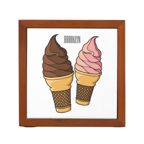Ice cream cone cartoon illustration  desk organizer