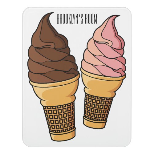 Ice cream cone cartoon illustration  door sign