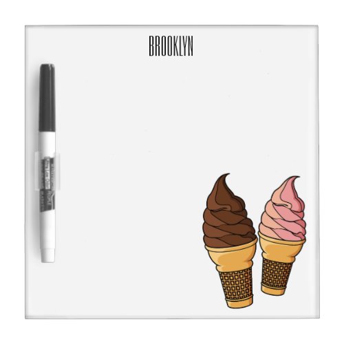 Ice cream cone cartoon illustration  dry erase board