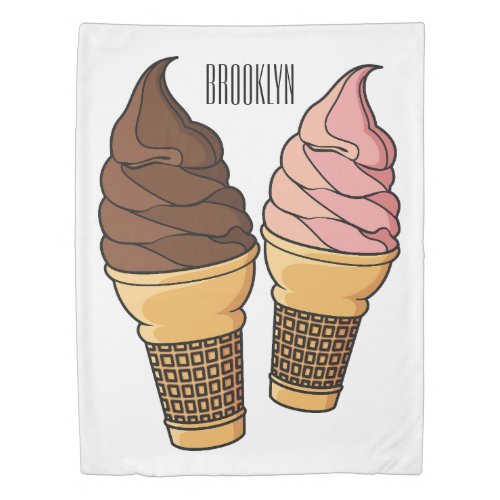 Ice cream cone cartoon illustration  duvet cover