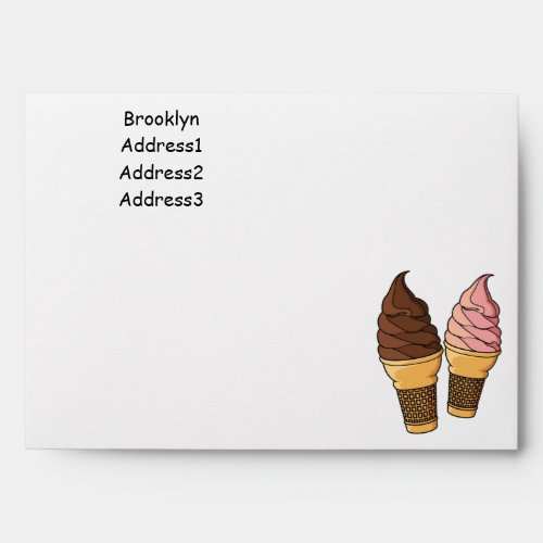 Ice cream cone cartoon illustration envelope