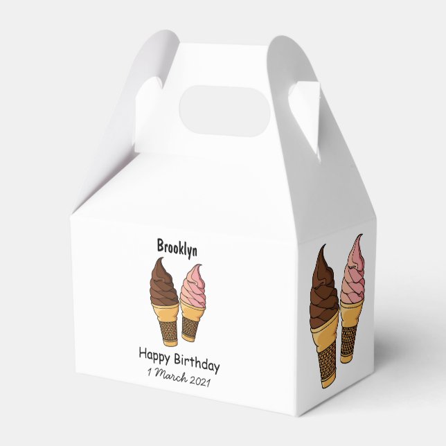 Ice cream cone cartoon illustration favor boxes (Front Side)