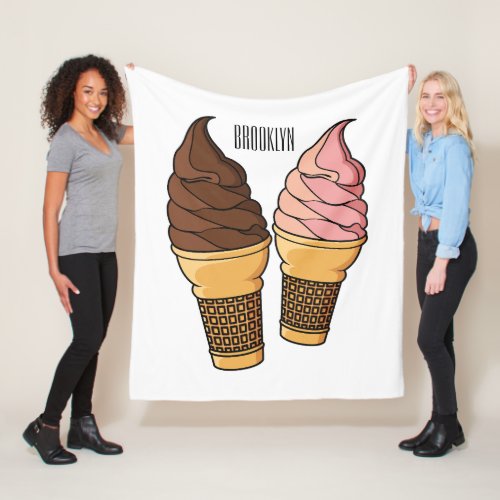Ice cream cone cartoon illustration  fleece blanket
