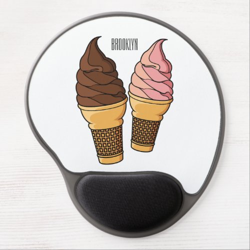 Ice cream cone cartoon illustration  gel mouse pad