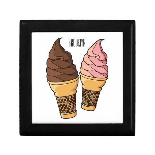 Ice cream cone cartoon illustration  gift box