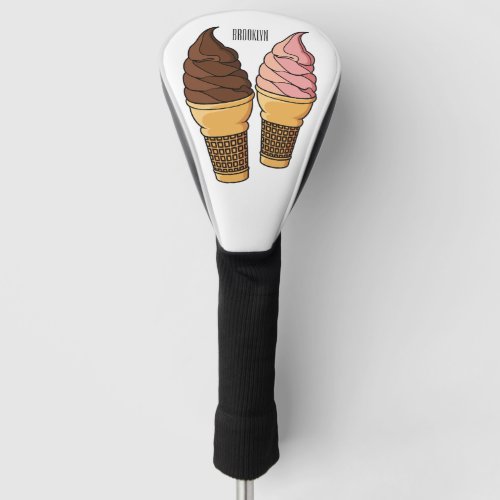 Ice cream cone cartoon illustration  golf head cover