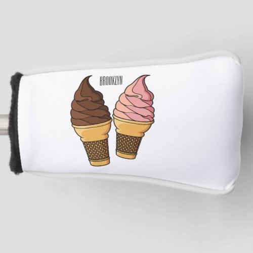 Ice cream cone cartoon illustration  golf head cover