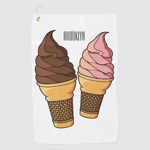 Ice cream cone cartoon illustration  golf towel