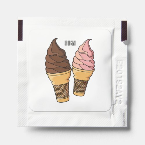 Ice cream cone cartoon illustration hand sanitizer packet