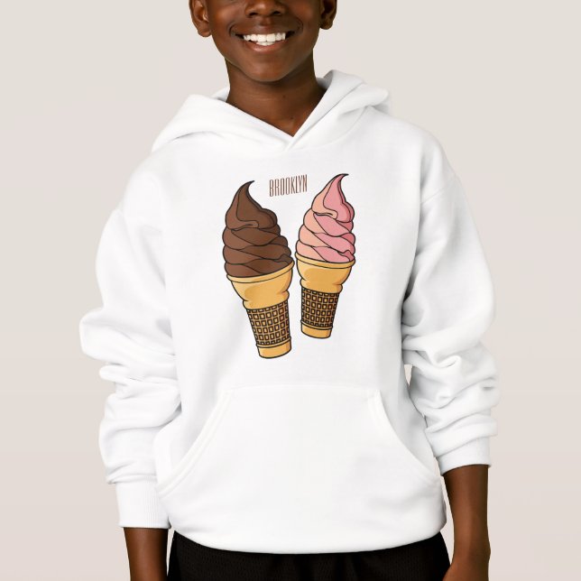 Ice cream cone cartoon illustration  hoodie (Front)
