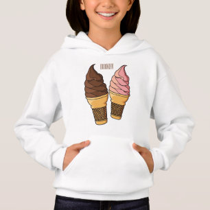 Ice cream cone cartoon illustration hoodie