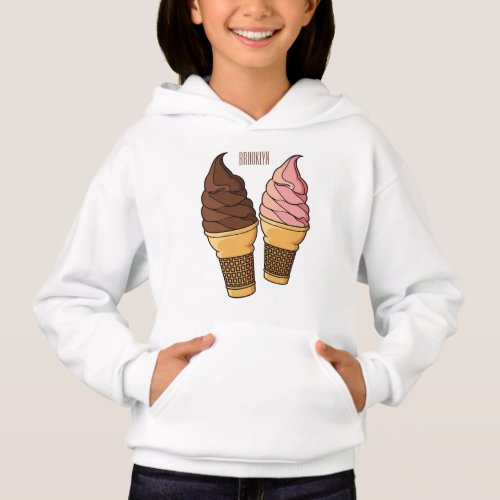 Ice cream cone cartoon illustration  hoodie