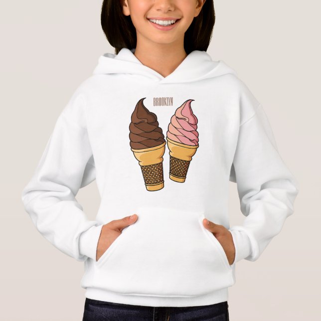 Ice cream cone cartoon illustration  hoodie (Front)