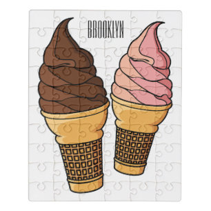 Ice cream cone cartoon illustration  jigsaw puzzle