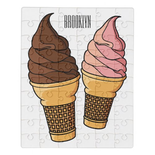 Ice cream cone cartoon illustration  jigsaw puzzle