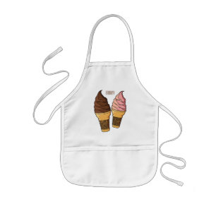 Ice cream cone cartoon illustration  kids' apron