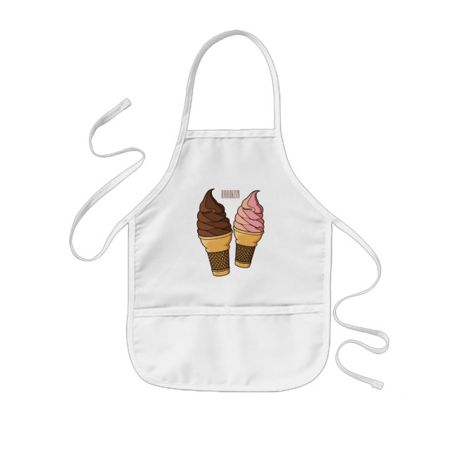 Ice cream cone cartoon illustration  kids' apron (Front)