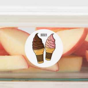 Ice cream cone cartoon illustration  labels