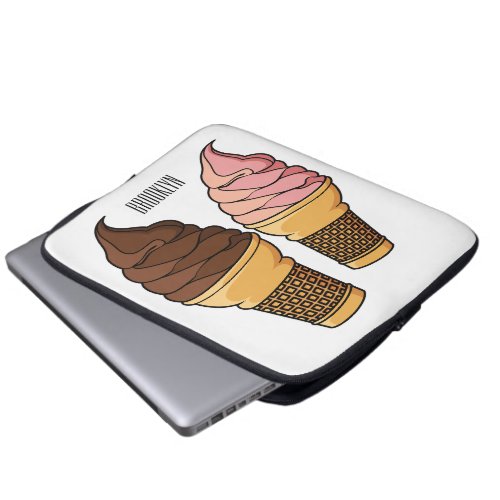 Ice cream cone cartoon illustration  laptop sleeve