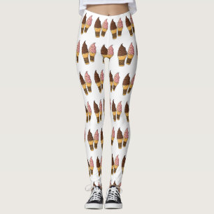 Ice cream cone cartoon illustration leggings