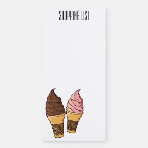 Ice cream cone cartoon illustration  magnetic notepad