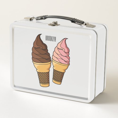 Ice cream cone cartoon illustration  metal lunch box