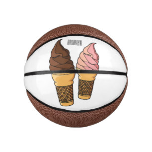 Ice cream cone cartoon illustration mini basketball