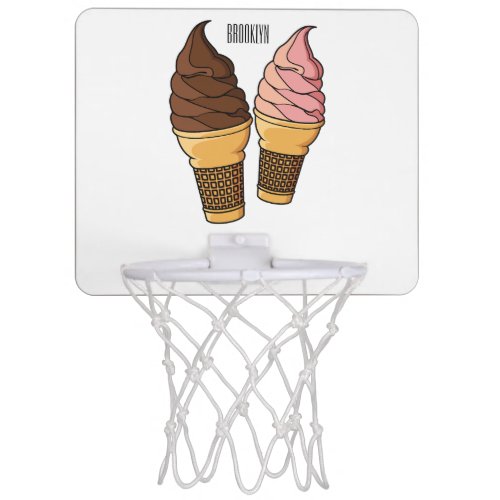Ice cream cone cartoon illustration  mini basketball hoop