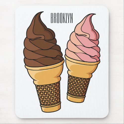Ice cream cone cartoon illustration  mouse pad