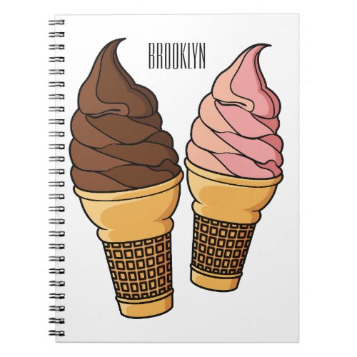 Ice cream cone cartoon illustration  notebook