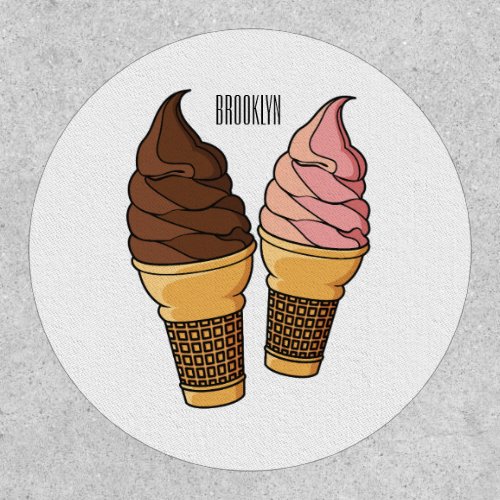 Ice cream cone cartoon illustration patch