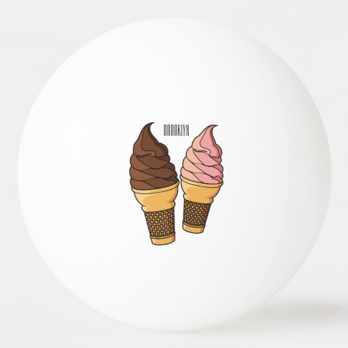 Ice cream cone cartoon illustration ping pong ball