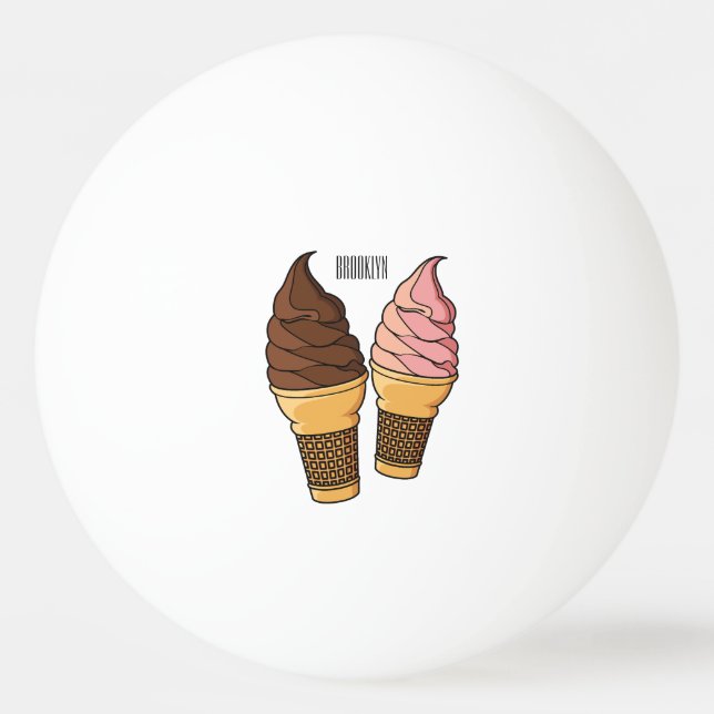Ice cream cone cartoon illustration ping pong ball (Front)