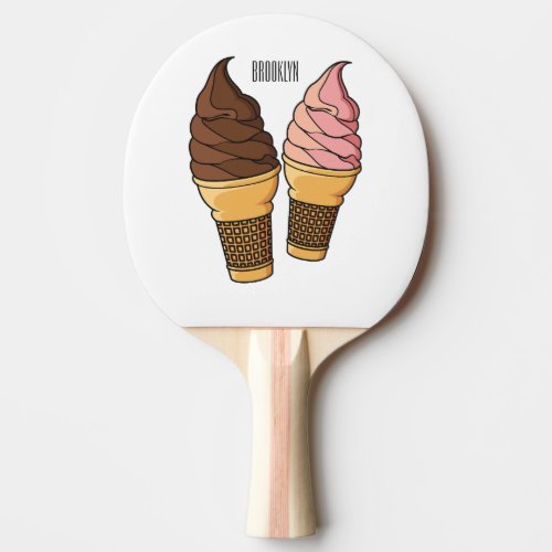 Ice cream cone cartoon illustration  ping pong paddle
