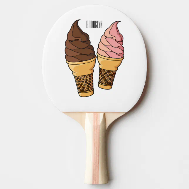 Ice Ping Ice cream cone cartoon illustration ping pong paddle | Zazzle