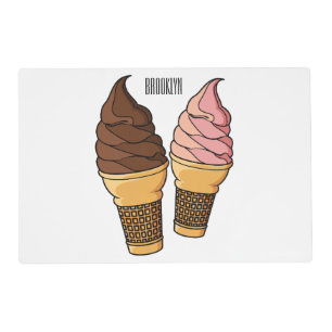 Ice cream cone cartoon illustration placemat