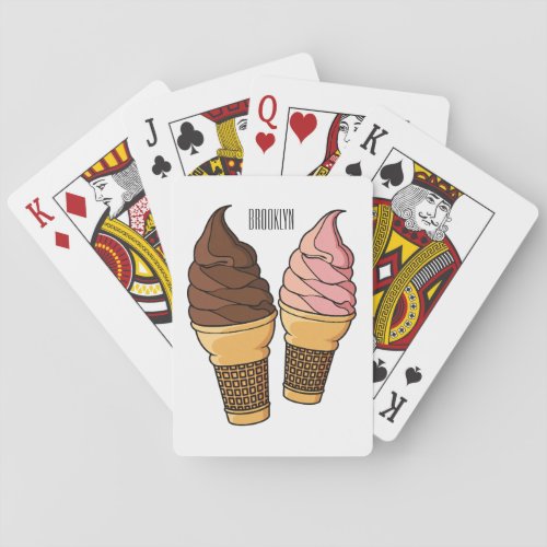 Ice cream cone cartoon illustration  playing cards