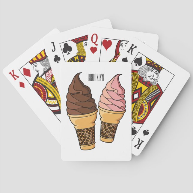 Ice cream cone cartoon illustration  poker cards (Back)