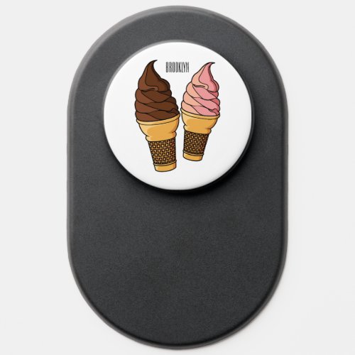 Ice cream cone cartoon illustration  PopSocket