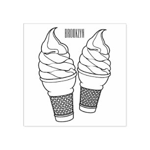 Ice cream cone cartoon illustration rubber stamp