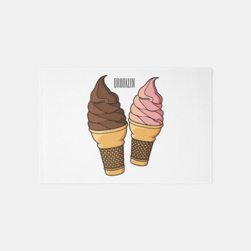 Ice cream cone cartoon illustration  rug