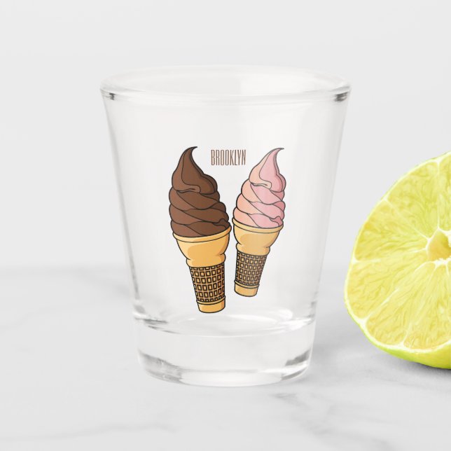 Ice cream cone cartoon illustration  shot glass (Front)