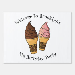 Ice cream cone cartoon illustration sign