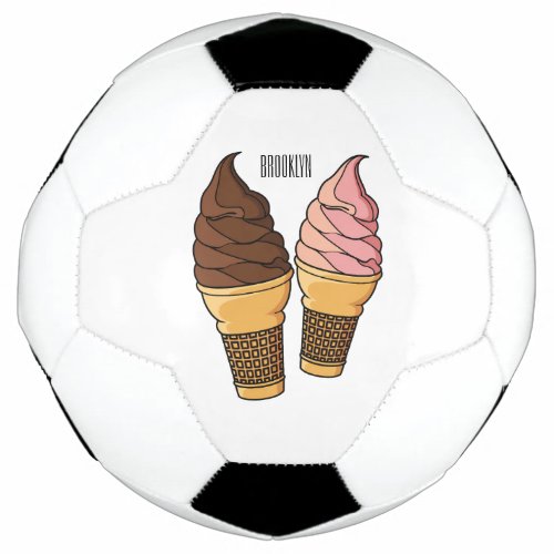 Ice cream cone cartoon illustration  soccer ball