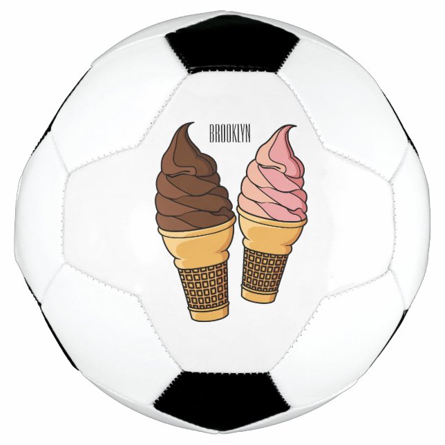 Ice cream cone cartoon illustration  soccer ball (Front)