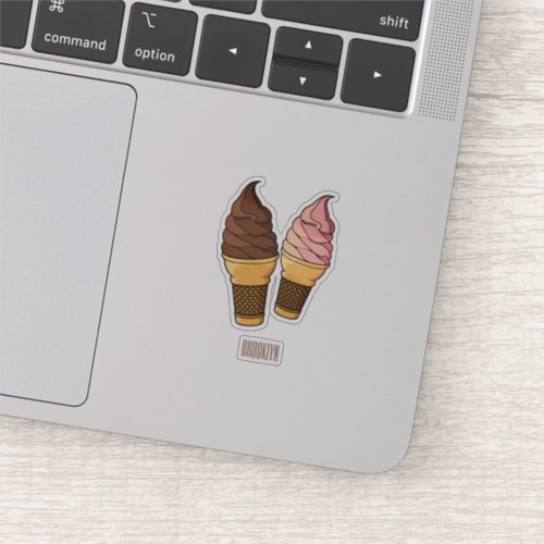 Ice cream cone cartoon illustration sticker