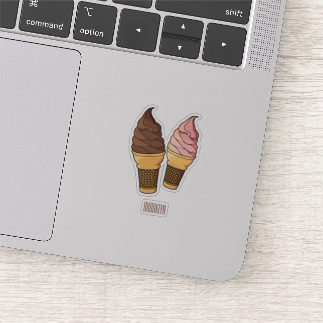 Ice cream cone cartoon illustration sticker (Detail)