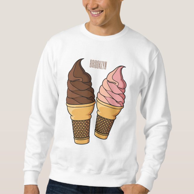 Ice cream cone cartoon illustration  sweatshirt (Front)