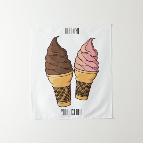 Ice cream cone cartoon illustration  tapestry